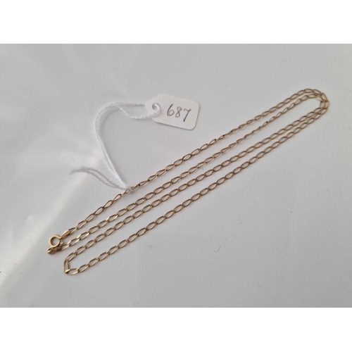 687 - A flat link neck chain 9ct 21 inch 2.7 gms