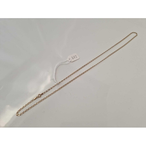 687 - A flat link neck chain 9ct 21 inch 2.7 gms