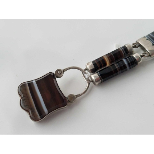 691 - A Scottish silver and agate bracelet 8 inch