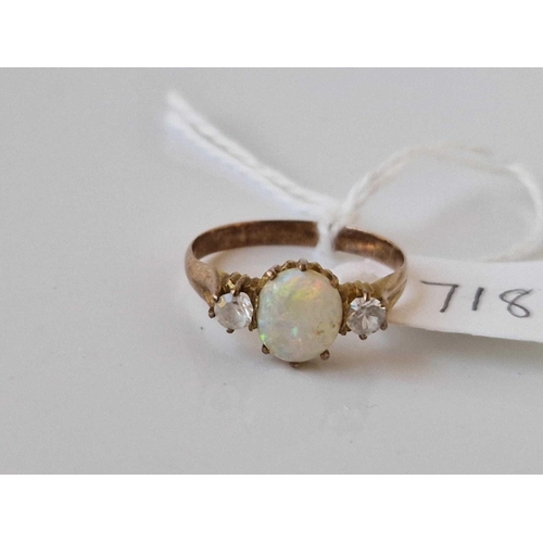 718 - A opal dress ring size N 9ct 1.8 gms