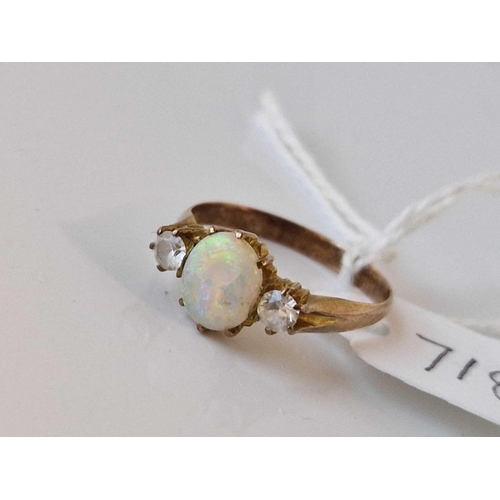 718 - A opal dress ring size N 9ct 1.8 gms