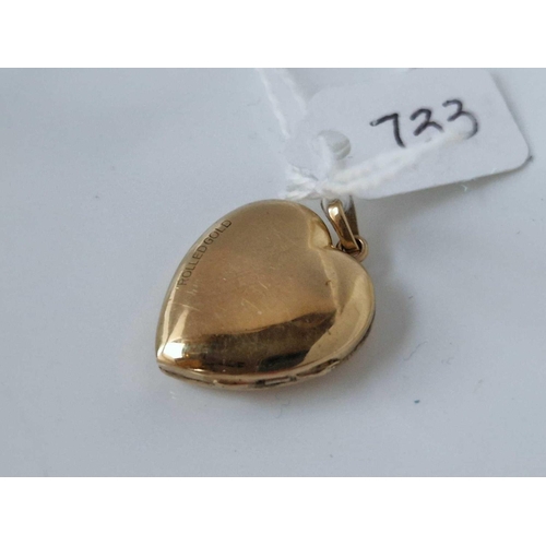 733 - Antique 9ct rolled gold back and front heart locket