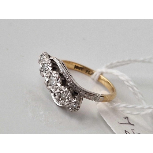 758 - A five stone diamond ring 18ct gold size N 3.1 gms