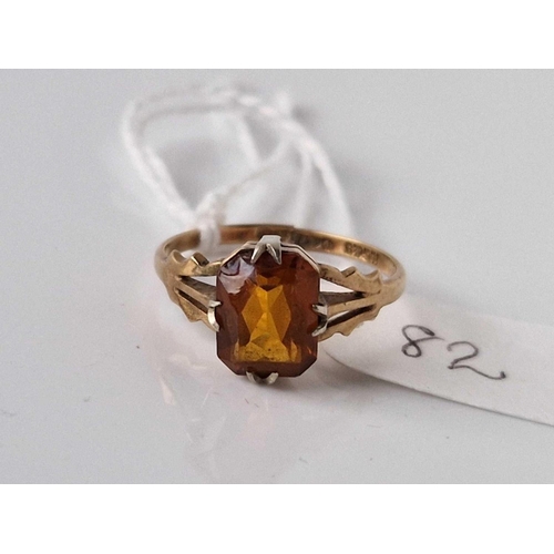 82 - A orange stone ring AF 9ct size O 2.2 gms