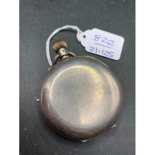 822 - A silver multi dial pocket watch AF