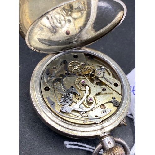 822 - A silver multi dial pocket watch AF