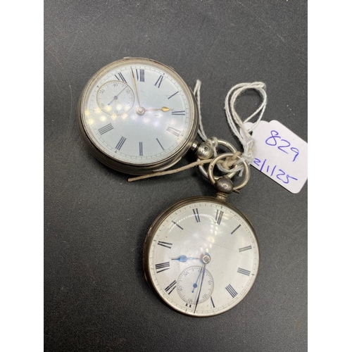 829 - Two good gents silver pocket watches both with seconds dial W/O