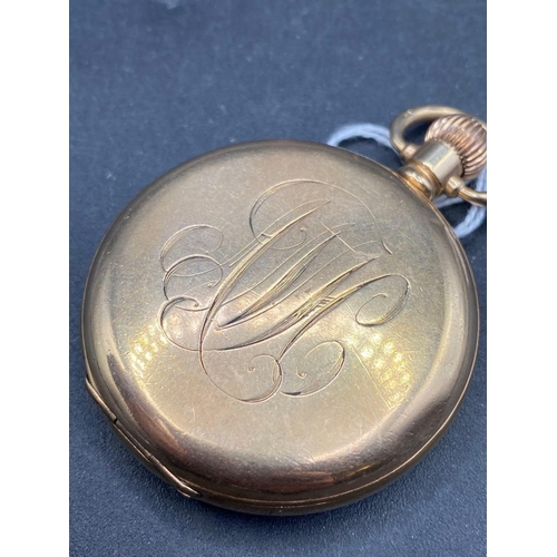 841 - A rolled gold WALTHAM hunter gents pocket watch with seconds dial