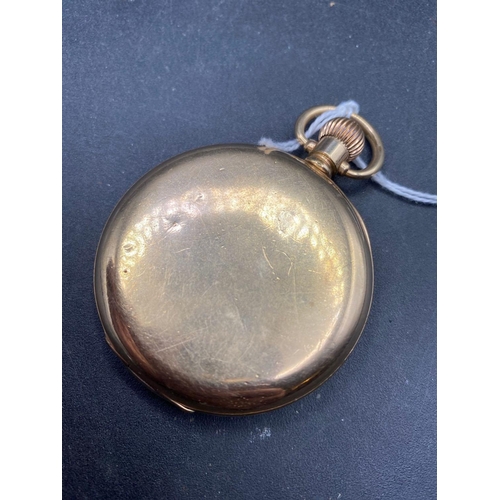 841 - A rolled gold WALTHAM hunter gents pocket watch with seconds dial