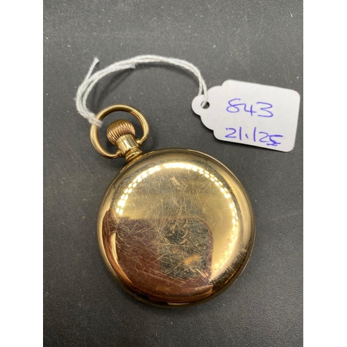 843 - A rolled gold gents pocket watch with seconds dial