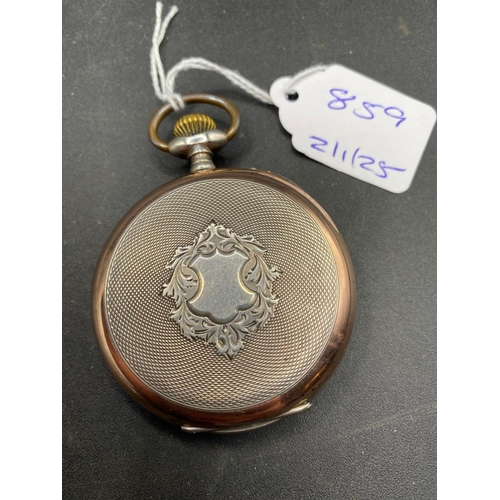 859 - A silver and gold pocket watch with 24 hr dial