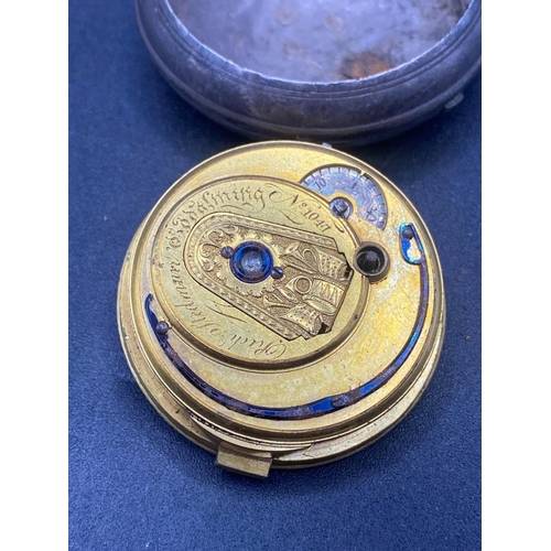 866 - A early pocket watch movement and silver case