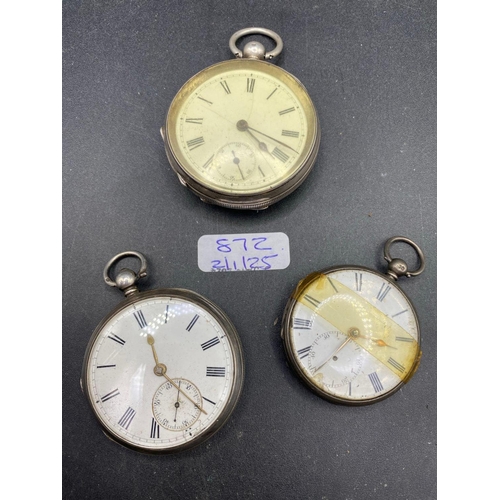 872 - Three gents silver pocket watches