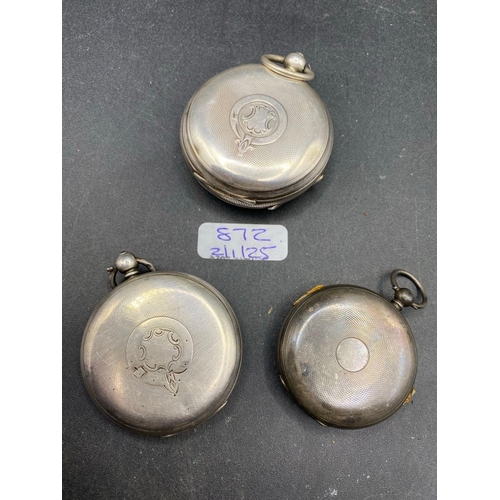 872 - Three gents silver pocket watches