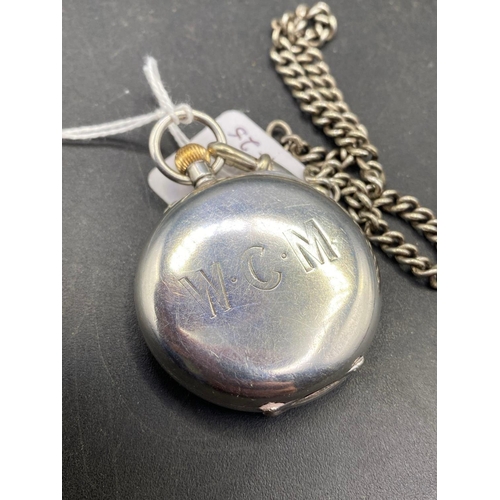 894 - A Silver Half Hunter Pocket Watch on Albert