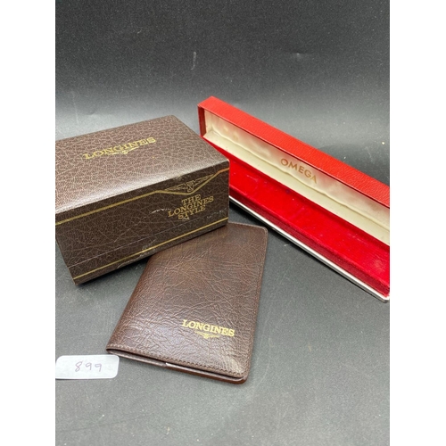 899 - A Red Omega Ladies Wrist Watch Box together with Longines Box