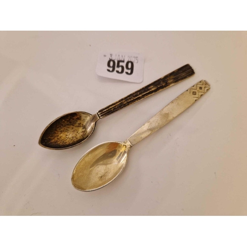 959 - Two Georg Jensen teaspoons with Art Deco style handles