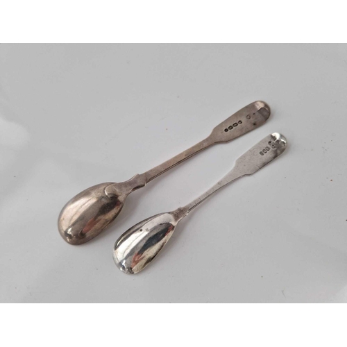 986 - Georgian Irish mustard spoon  , fiddle pattern. Dublin By H L and another London 1865