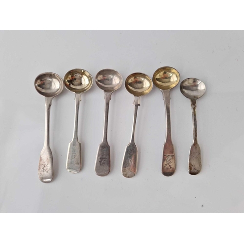 987 - Group of six Georgian and Victorian salt spoons, one Exeter