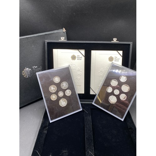 1283 - Royal Mint double silver proof coins Emblems of Britain and Royal Shield of Arms boxed with COA