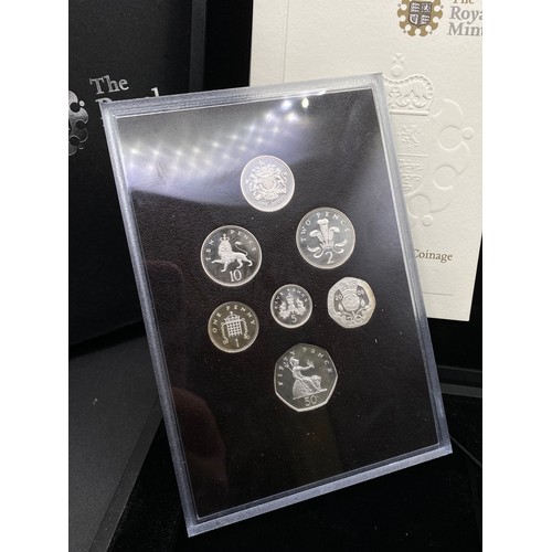 1283 - Royal Mint double silver proof coins Emblems of Britain and Royal Shield of Arms boxed with COA