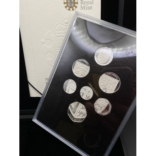 1283 - Royal Mint double silver proof coins Emblems of Britain and Royal Shield of Arms boxed with COA