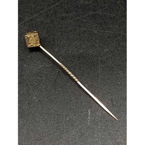 144 - A Victorian cube terminal stick pin each side fully engraved