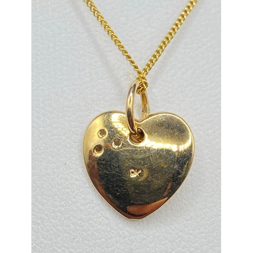 114 - A pretty heart pendant unique diamond and pearl in high carat with gold chain 16 inch