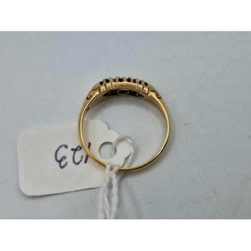 123 - A boat shaped diamond ring 18ct gold size N 3.2 gms