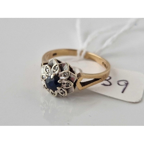 139 - A sapphire and diamond ring, 9ct, size M, 2.8 g.