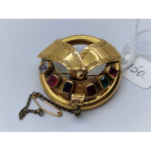 150 - A VICTORIAN REGARD BROOCH 15CT GOLD 12.7 GMS