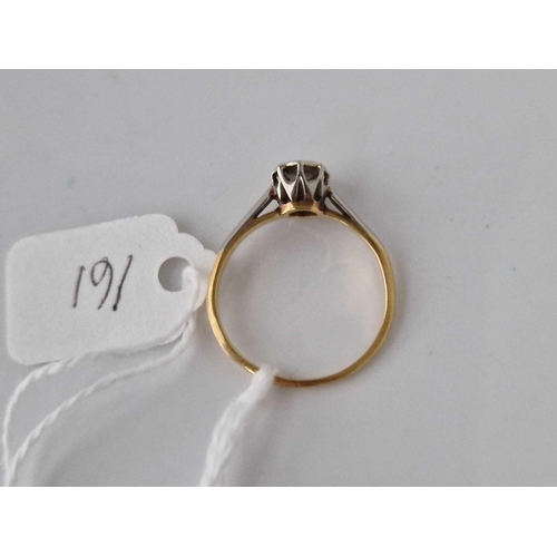 161 - A diamond solitaire ring 18ct gold size O 2 gms