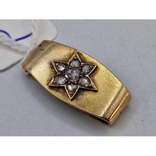 2 - A ANTIQUE DIAMOND SET SLIDE SET IN HIGH CARAT GOLD 7 GMS