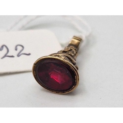 22 - A 19th century fob seal with red stone