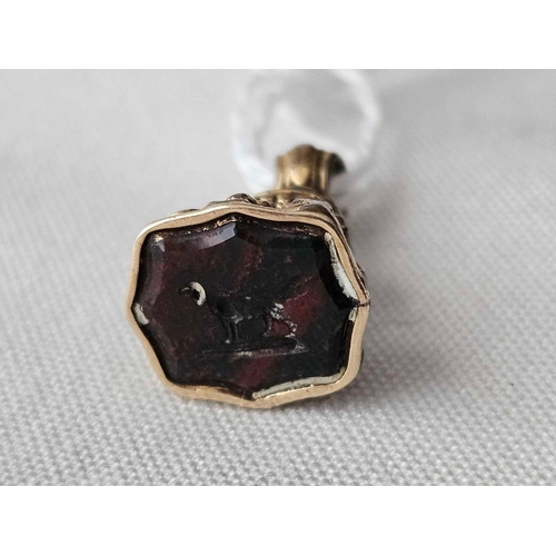 23 - A 19th century Bloodstone Seal with dog