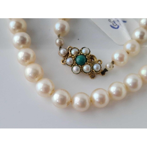 235 - A jade and pearl necklace 9ct 14 inch