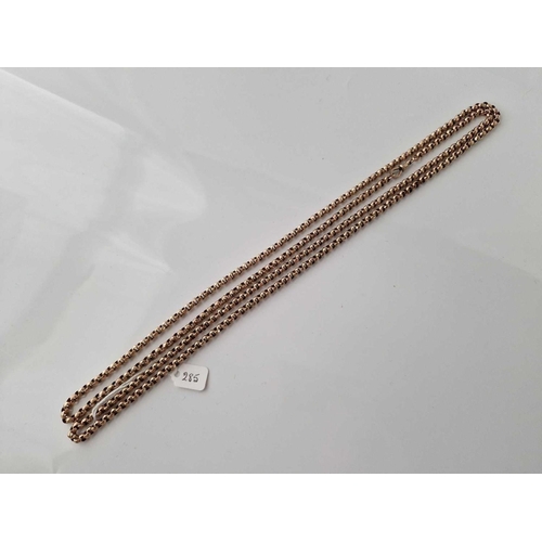 285 - A GOOD LARGE GUARD CHAIN, 9ct, 59 inch, 61.8 g.