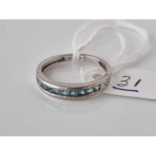 31 - A blue topaz half eternity ring 9ct size M 1.7 gms