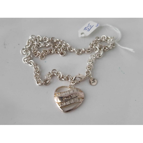 35 - A silver necklace with heart 18 inch 30 gms