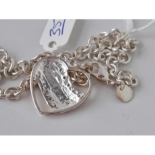 35 - A silver necklace with heart 18 inch 30 gms