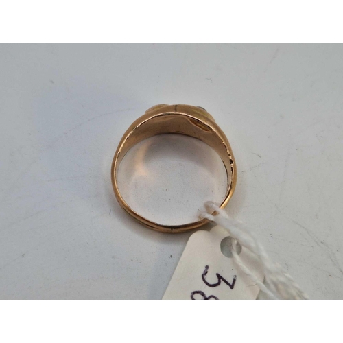 380 - A Edwardian double snake ring, 9ct, Chester, size T, 3.2 g.