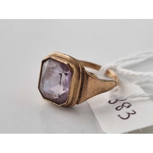 383 - A amethyst set ring, 9ct, size O, 3 g