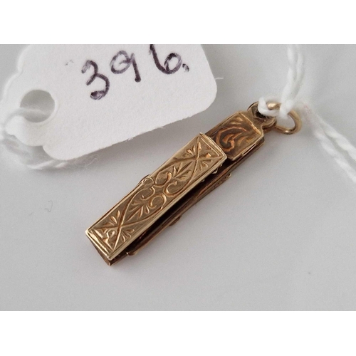 396 - A masonic folding fob, 9ct, 2.1 g.