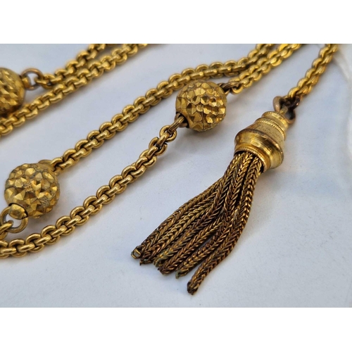 4 - A antique gilt metal Albertina with tassel end 13 inch