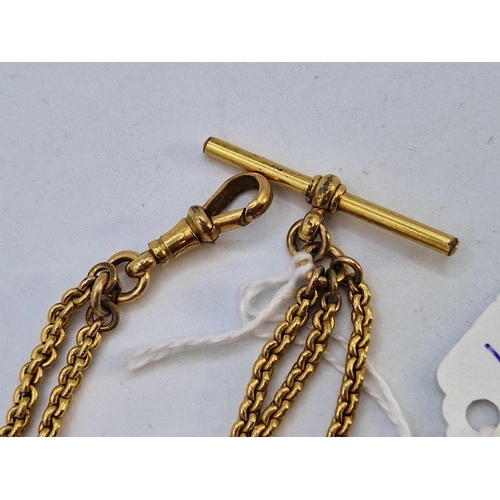 4 - A antique gilt metal Albertina with tassel end 13 inch