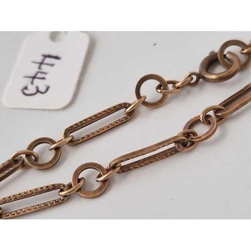 443 - A long and short link bracelet, 9ct, 7 inch, 4.6 g.