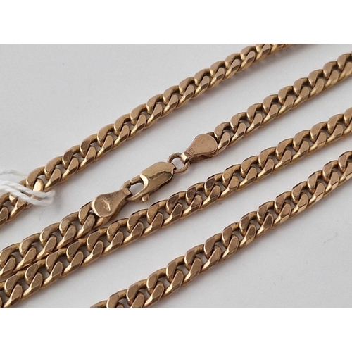 447 - A FLAT CURB LINK NECK CHAIN, 9ct, 22 inch, 23.5 g.