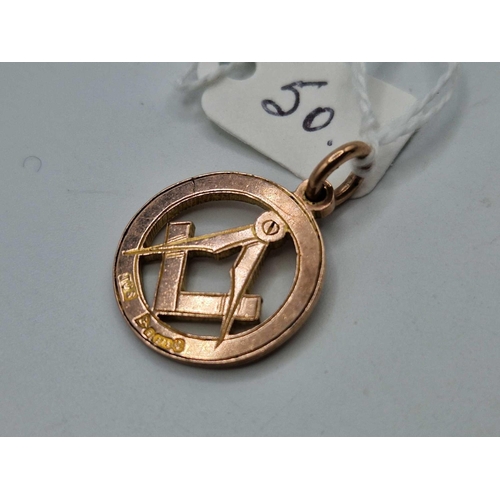 50 - A masonic fob pendant 9ct 3.8 gms