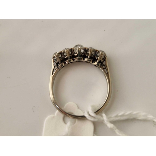 52 - A EDWARDIAN 18CT AND PLATINUM 5 STONE DIAMOND RING, approx 1ct, size L, 2.5 g, boxed