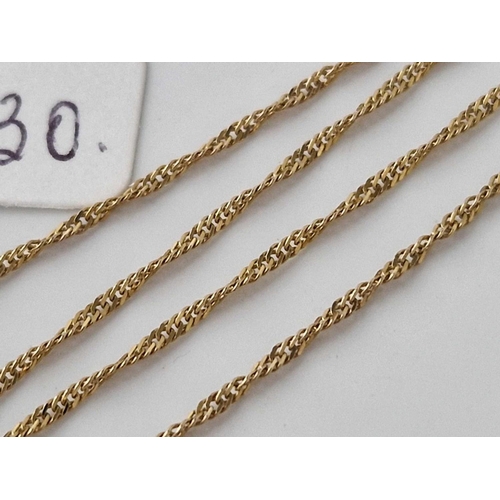 530 - A neck chain, 9ct, 16 inch, 1.6 g.